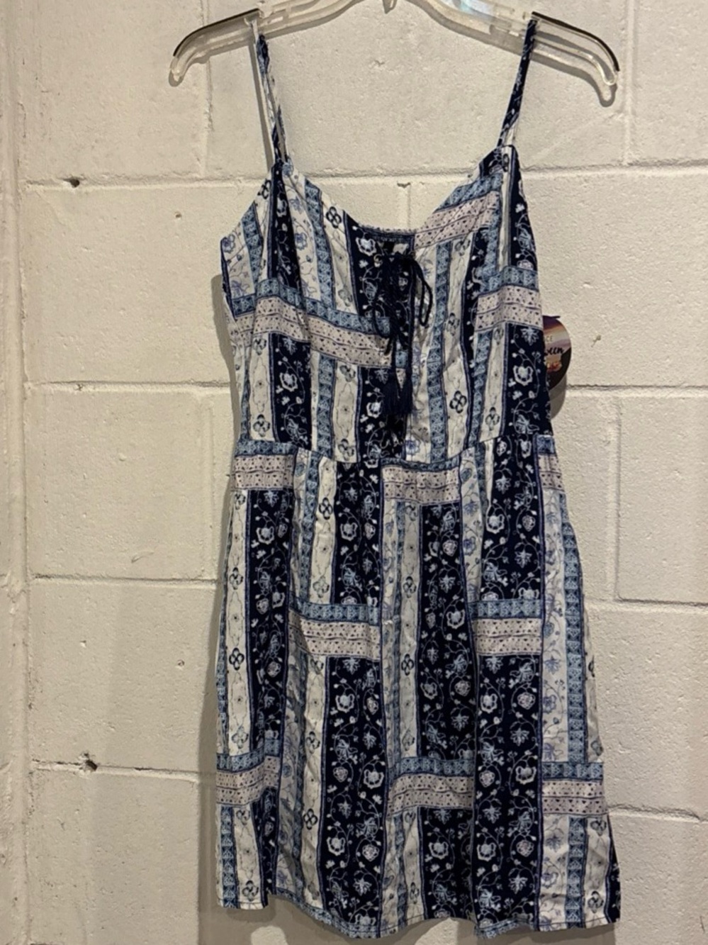 BeBop sundress blue patchwork floral sleeveless